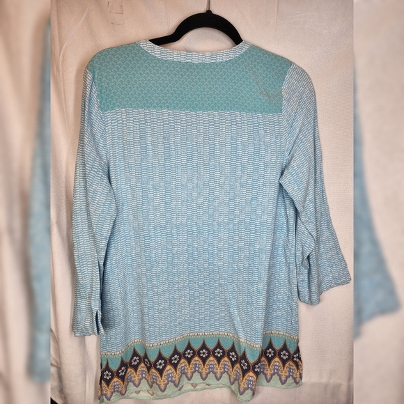 J. Jill Blue Green Shirt Rayon Size Small - Picture 3 of 8